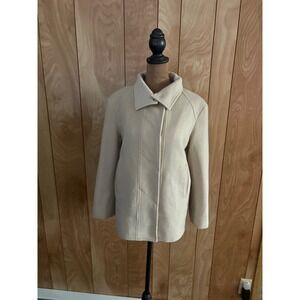 Cordier Womens Wool Blend Jacket Cream Beige Size 38 Hidden Button Coat D1
